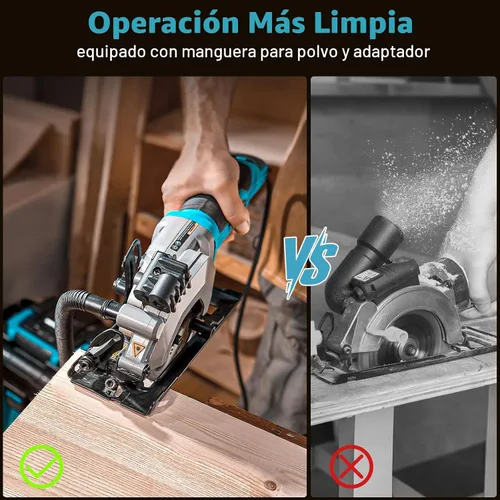 Vista 6 de SEESII Mini sierra circular, 4.8A 4000RPM con cable compacto 4-1/2" sierra