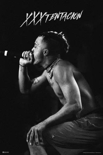 Vista 5 de Póster de XXXtentacion en etapa en blanco y negro XXXtentacion Merch Bad Vibes Forever XXX 17 Arte de álbum Skins Trap Music Estética XXXtenations