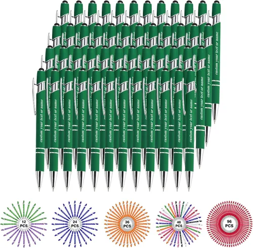 Vista 15 de Bolígrafos personalizados con nombre a granel, juego de bolígrafos personalizados, lápiz capacitivo grabado, logotipo, texto, regalo para negocios
