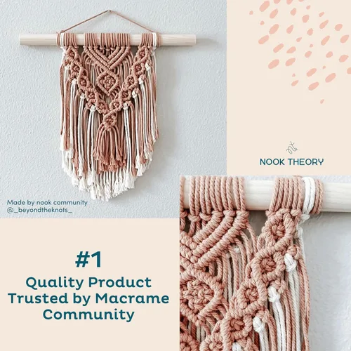 Vista 2 de Nook Theory Hilo de macramé de 3mm 109 yardas - Cuerda de macramé suave de 4mm, 5mm perfecta para nudos - Suministros de macramé para colgadores