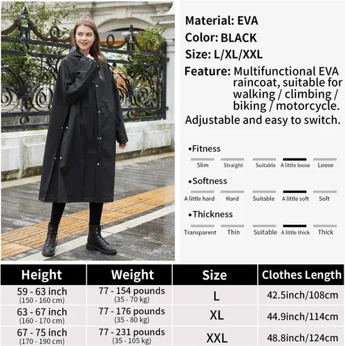 Vista 6 de Impermeable EVA multifuncional, poncho de lluvia transformable Capa de lluvia unisex