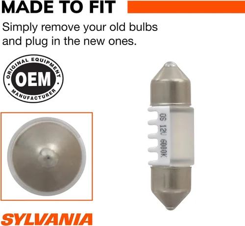 Vista 4 de SYLVANIA - Mini bombilla LED Festoon DE3021 de 1.220 in blanca - LED brillante - Ideal para iluminación interior - Mapa, maletero, carga y matrícula