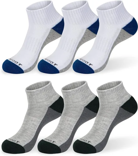 Vista 10 de MONFOOT 6 pares de calcetines de tobillo para hombre y mujer, ajuste cómodo, ajuste cómodo, paquete múltiple 01 blanco (6 pares)