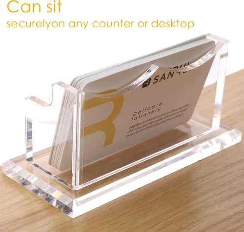 Vista 2 de SANRUI - Soporte para tarjetas de visita de acrílico para escritorio, soporte horizontal para tarjetas de presentación, soporte transparente