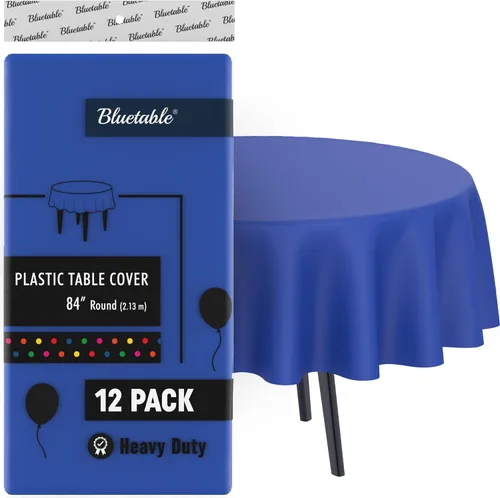Vista 17 de Bluetable Mantel de plástico desechable rectangular negro (paquete de 12) a granel, mantel ultra resistente (54 x 108 pulgadas), mesas de 6 pies u 8