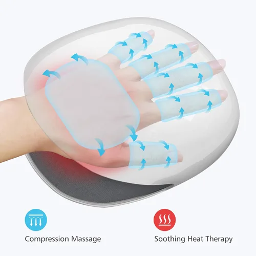 Vista 2 de COMFIER Masajeador de manos inalámbrico con calor, 3 niveles de compresión y calefacción, masajeador Shiatsu de cuello y espalda, almohadilla