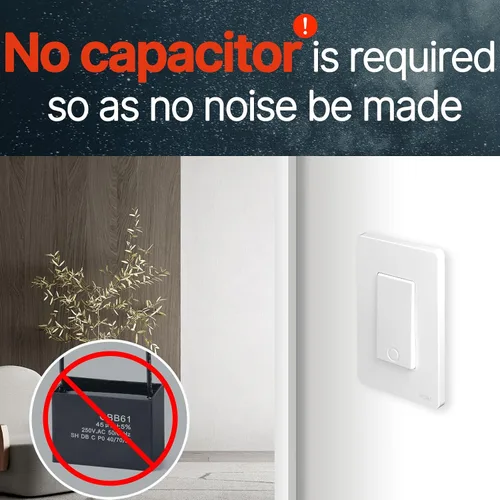 Vista 4 de MOES Interruptor inteligente Zigbee de 1 banda, no requiere cable neutro, interruptores de luz inteligentes de un solo polo, compatible con Alexa
