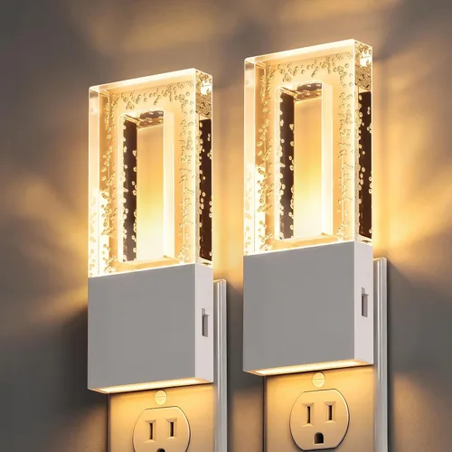 Vista 12 de DORESshop Luces nocturnas LED enchufables a la pared, luz nocturna regulable de 3 niveles, luz nocturna decorativa de burbujas, sensor de atardecer