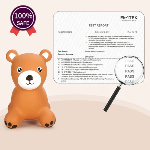 Vista 5 de INPANY Caballo rebotador, juguetes saltarines de oso, animal saltarín para niños pequeños, juguete de goma para montar y rebotar para niños, lindos