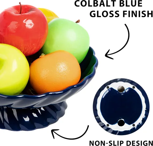 Vista 5 de Cuenco de frutas de cerámica de 9.5 pulgadas, plato decorativo para servir, bandeja de frutas o cesta de frutas para encimeras de cocina, granjas