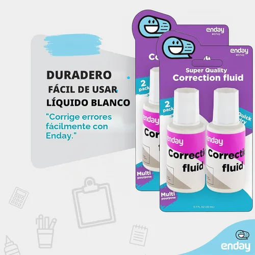 Vista 4 de Enday Líquido de corrección líquida, 0.7 onzas líquidas / 0.7 fl oz, aplicador de varita de espuma de secado rápido, corrector suave multiusos