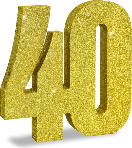 Vista 9 de TONIFUL Centros de mesa de madera número 0 con purpurina dorada de 7.8 pulgadas, decoración de fiesta de cumpleaños, oro brillante digital 0