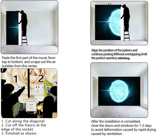 Vista 4 de Adhesive Wallpaper Universe Papel Tapiz Planet Wall Clings Easy to Install (W) 40" X(H) 31.5