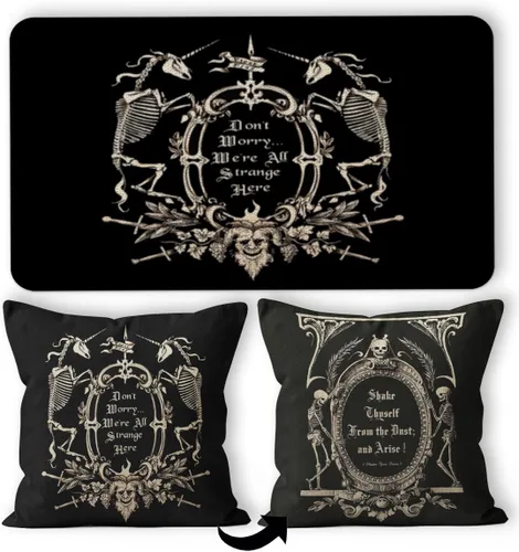 Vista 5 de Tapete gótico con diseño de calavera gótica, 30 x 17 pulgadas, antideslizante, tapete de bienvenida gótico para exteriores, decoración gótica