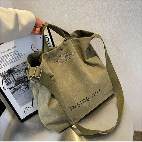 Vista 3 de Bolsos de lona para mujer, bolso de trabajo casual para hombro, bolso cruzado con asa superior, bolsos cruzados