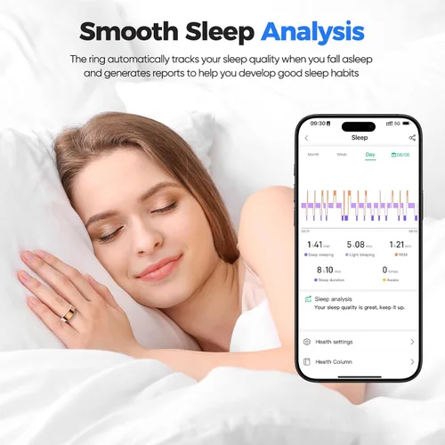 Vista 7 de BIEMHA Anillo Inteligente para Mujeres y Hombres, Rastreador de Salud con Monitoreo del Sueño y Ejercicio, Compatible con iOS y Android, Resistente