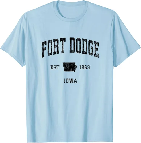 Vista 31 de Fort Dodge Iowa IA - Camiseta deportiva clásica negra con diseño deportivo, Gris