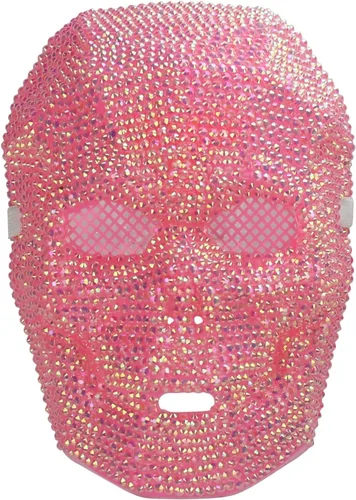 Vista 8 de Trendy Apparel Shop Accesorio de disfraz de media máscara de calavera con diamantes de imitación