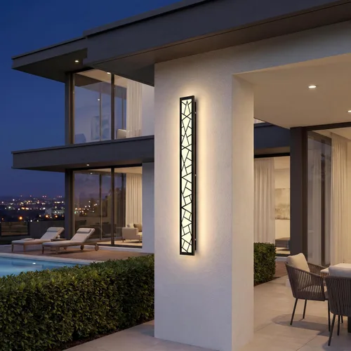 Vista 14 de Luces de Pared al Aire Libre 30cm Apliques de Pared Modernos LED Apliques de Pared Largos Luz de Porche Frontal Negra Impermeable Luz de Pared LED