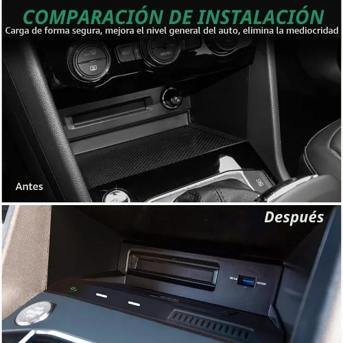 Vista 3 de Cargador de coche inalámbrico para VW Tiguan 2018 2019 2020 2021, almohadilla de carga rápida Qi de 15 W para iPhone Galaxy, accesorio de consola