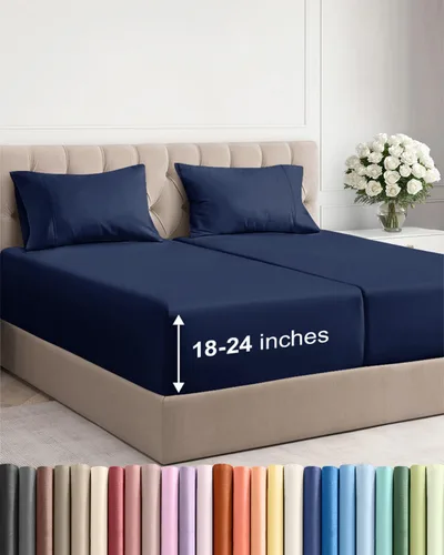 Vista 180 de Sábanas individuales de bolsillo extra profundo, sábanas transpirables y refrescantes de 3 piezas, juego de sábanas de lujo para hotel, suaves, sin