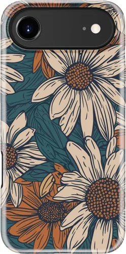 Vista 110 de Funda para iPhone 12 Mini, compatible con carga inalámbrica, protección de doble capa con elegante diseño de flores silvestres, silicona suave +