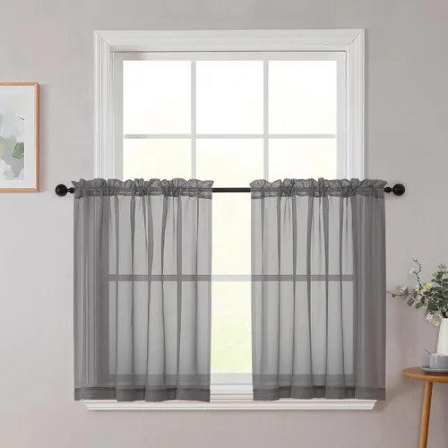 Vista 259 de 2 paneles de cortinas traslúcidas blancas para dormitorio, sala de estar, 96 pulgadas de largo, modernas, suaves, ligeras, con bolsillo para barra