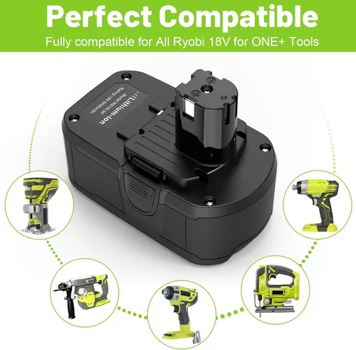 Vista 2 de Paquete de 2 baterías de repuesto de 6.0Ah 18V P108 P109 para Ryobi 18V batería P102 P103 P105 P107 Ryobi ONE+ batería de iones de litio