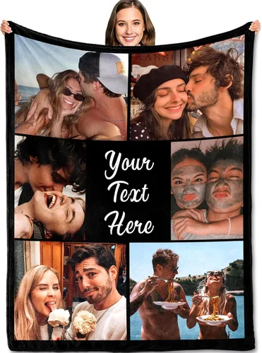 Vista 7 de Yofair - Manta personalizada con imagen y texto "I Love You" para aniversario, regalos, boda, mujeres, hombres, pareja, novio, novia, esposa y esposo