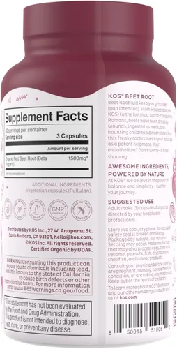 Vista 3 de KOS Betabel orgánico Polvo de betabel natural para intensificar el óxido nítrico Orgánico certificado por la USDA Aumenta el vigor Superalimento