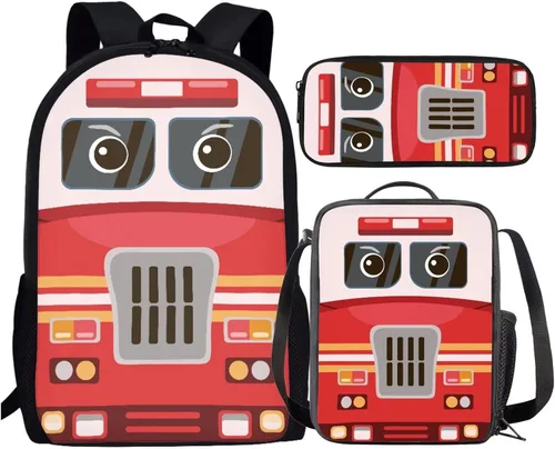Vista 87 de HUGS IDEA Juego de 3 bolsas escolares con aislamiento térmico para el almuerzo, estuche para lápices