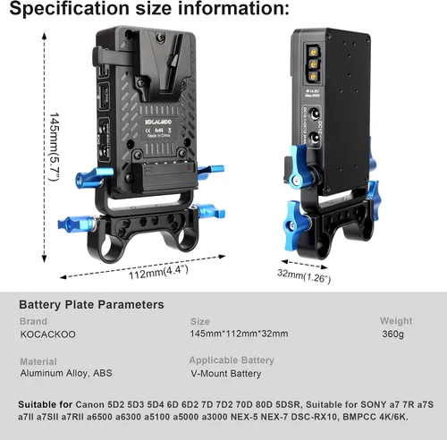 Vista 7 de Mini placa adaptador de batería de montaje en V con D-tap, dos puertos de salida DC 8V/4A, dos DC 12V/4A, USB 5V/2.1A y USB 5V/3A, 9V/2A, 12V/2A