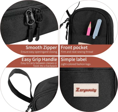 Vista 4 de Zzrywuty - Estuche de bolígrafos con cremallera, estuche de lápices portátil para oficina y viajes, estuche grande para lápices para adolescentes