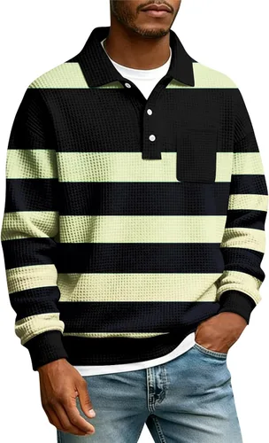 Vista 40 de Camisas de manga larga con botones a cuadros para hombre, con cuello de manga larga, estilo casual, elegante, a cuadros