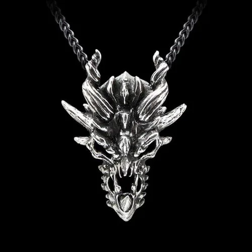 Vista 4 de Alchemy Gothic Colgante de calavera de dragón (Metal-Wear), Peltre