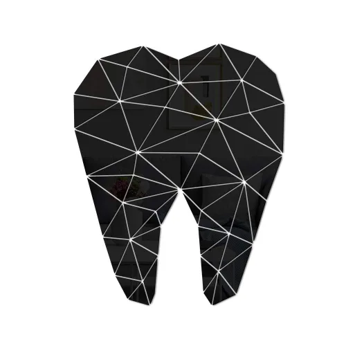 Vista 2 de The Geeky Days Pegatinas de pared con espejo acrílico en forma de diente para el cuidado dental, clínica dental, estomatología, arte de pared 3D