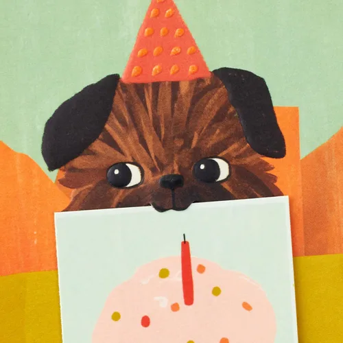 Vista 4 de Hallmark Tarjeta de cumpleaños (Puppy in a Party Hat)