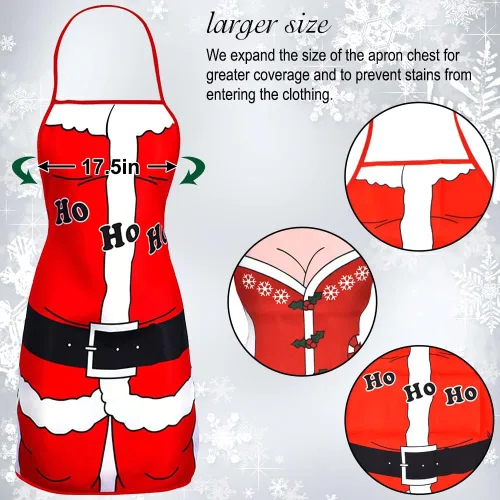 Vista 3 de Nialnant Paquete de 2 delantales de Navidad para mujeres y hombres, chef, divertidos delantales de cocina para parejas, para limpieza de cocina