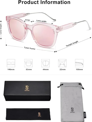 Vista 5 de SOJOS Lentes de sol polarizados cuadrados clásicos para mujeres y hombres, retro, modernos, protección ultravioleta UV400 SJ2050