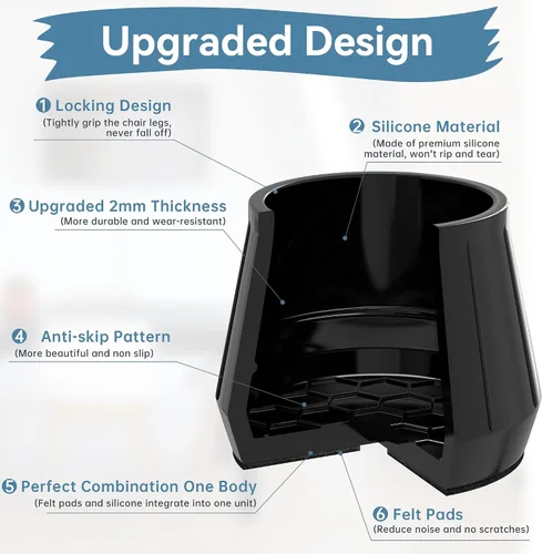 Vista 2 de 24 piezas de protectores de piso de silicona extra pequeños para patas de silla para pisos de madera dura, fundas engrosadas de goma para patas