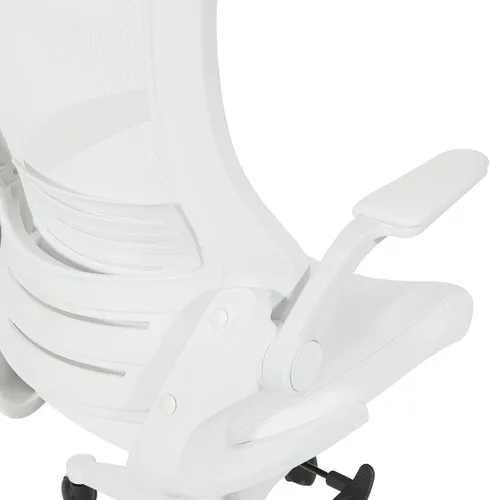 Vista 8 de Office Star - Silla de oficina con respaldo de pantalla blanca ventilada con brazos abatibles acolchados de color con base de nailon blanco, piel