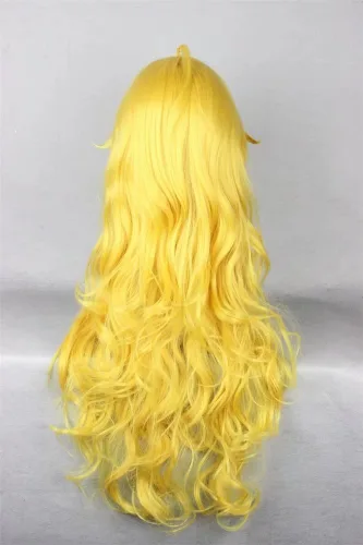 Vista 5 de COSPLAZA Cosplay Pelucas largas rizadas onduladas largo amarillo encantador pelo completo 31.5 in Yang Xiao RWBY juego de rol femenino melocotón