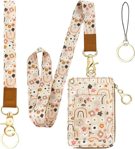 Vista 23 de bolimoss Soporte para credencial de sol y luna y cartera con cordón, cordones removibles para maestras, cartera para mujeres con correa para la Sol