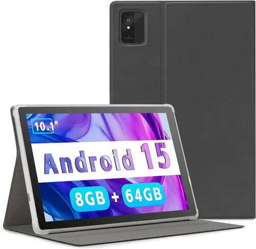 Vista 10 de Tabletas Android 15, tableta Android de 10.1 pulgadas con 8 GB de RAM y 64 GB de ROM, ampliable a 1 TB, procesador Octa-Core, pantalla HD IPS, WiFi