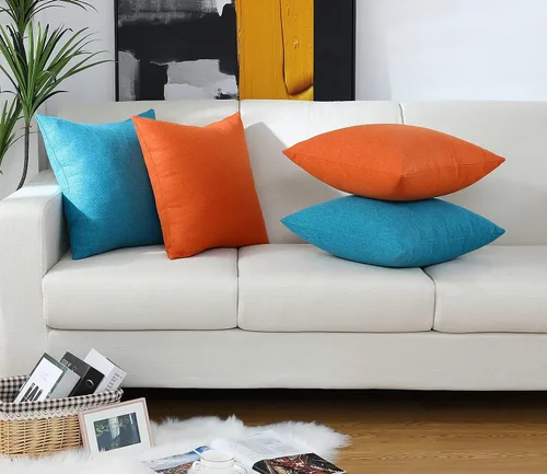 Vista 25 de Jeneoo Juego de 2 fundas de almohada decorativas de chenilla roja brillante para sofá, fundas de almohada cuadradas súper suaves estilo granja Rojo