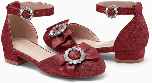 Vista 5 de Coutgo Zapatos de vestir con tacón para niñas, sandalias de princesa con purpurina de cristal Mary Jane, zapatos de princesa para bodas, fiestas