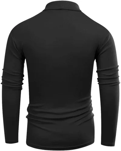 Vista 3 de Beauhuty Camisetas básicas de cuello alto de manga larga para hombre, de punto de vellón, informal, sin botones