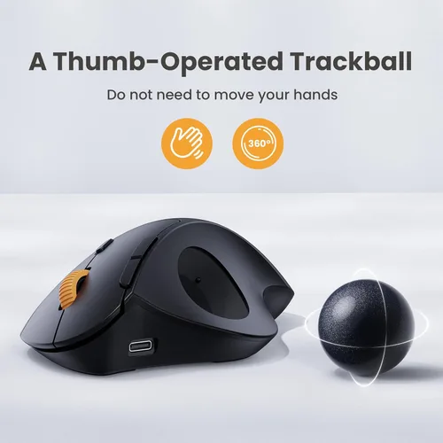 Vista 10 de ProtoArc Ratón inalámbrico del Trackball EM04, ratón del Trackball