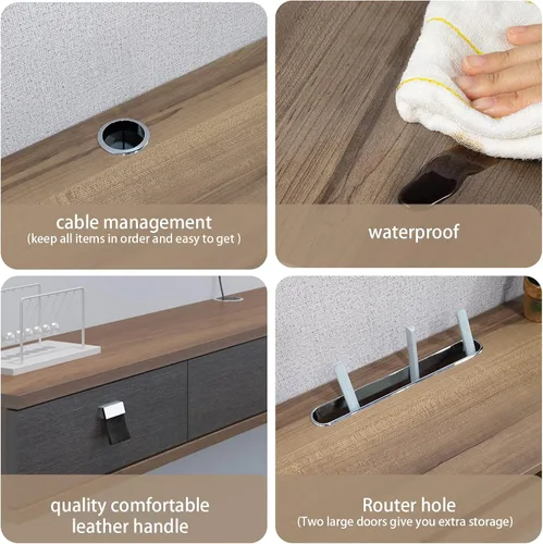 Vista 6 de Pmnianhua Estante flotante para TV, soporte flotante de TV de 63 pulgadas, consola multimedia, consola de TV de pared, estante de entretenimiento