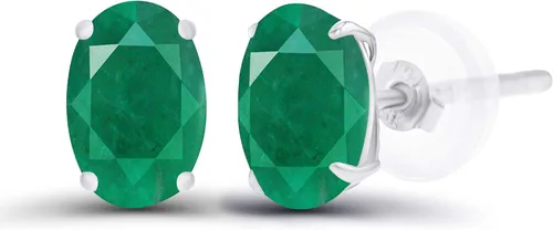 Vista 16 de Aretes ovalados de plata de ley 925 maciza chapados en oro de 0.236 x 0.157 pulgadas con piedra natal genuina para mujer Aretes de tuerca Amatista